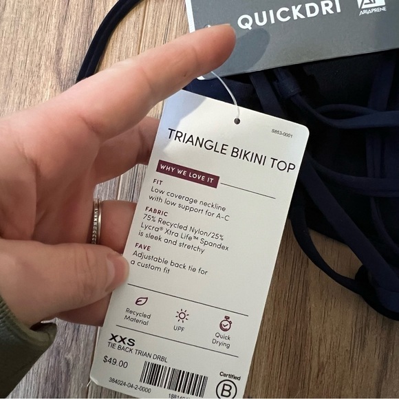 Athleta NWT Triangle Bikini Top Navy Blue XXS - Picture 5 of 8